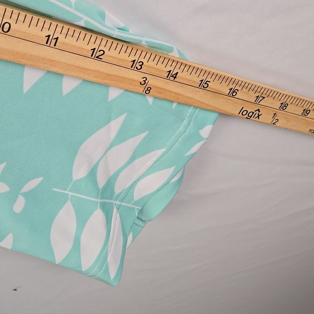 Stan Herman Mint Green Leaf Patterned Lounge Dress Sz S Spa Pool Bath Leisure - Picture 8 of 11
